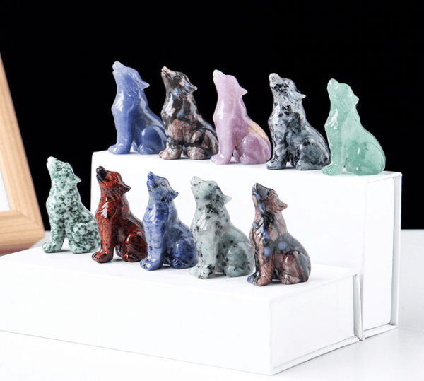 , Gemstone Wolf Figurines