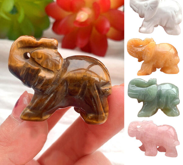 , Gemstone Elephant Figurines