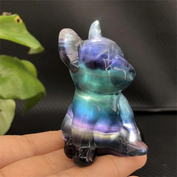 , Rainbow Fluorite French Bulldog Figurines