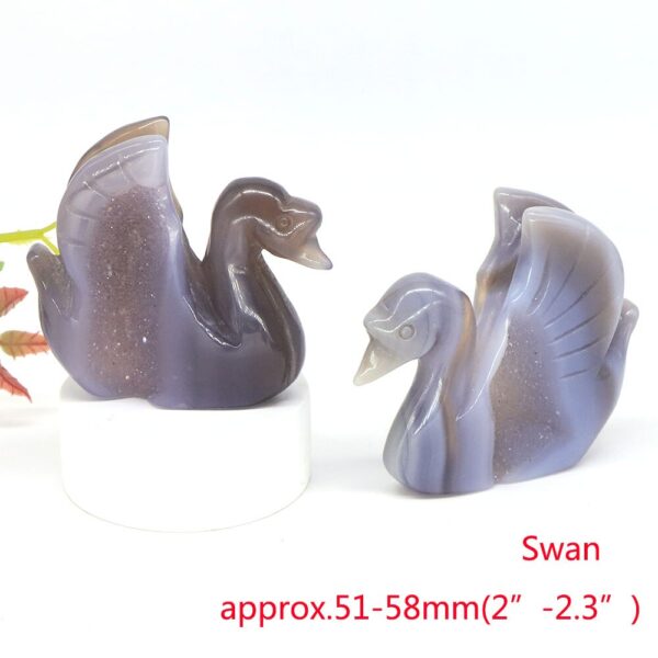 Gray Agate Geode Animal Figurines, Agate Geode Animal Carvings