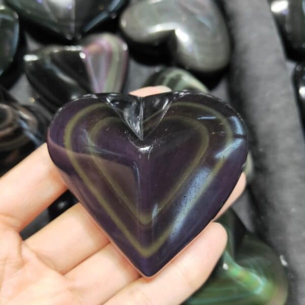 Obsidian Heart Carving, Rainbow Obsidian Heart Carvings