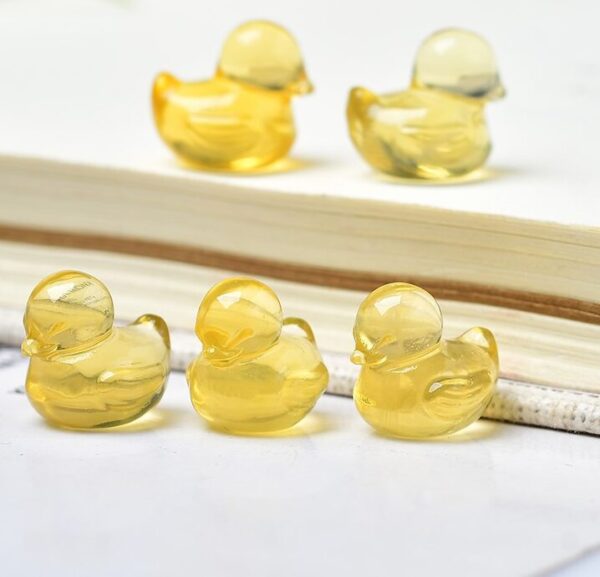 Duck Gemstone Figurines, Yellow Fluorite Miniature Duck Figurines
