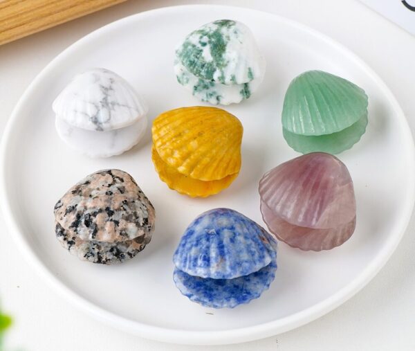 , Gemstone Seashell Carvings