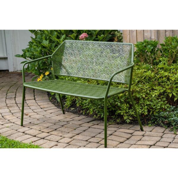 Iron Garden Bench, Iron Garden Bench: Moss Green – Stylish Outdoor Seating for Your Garden