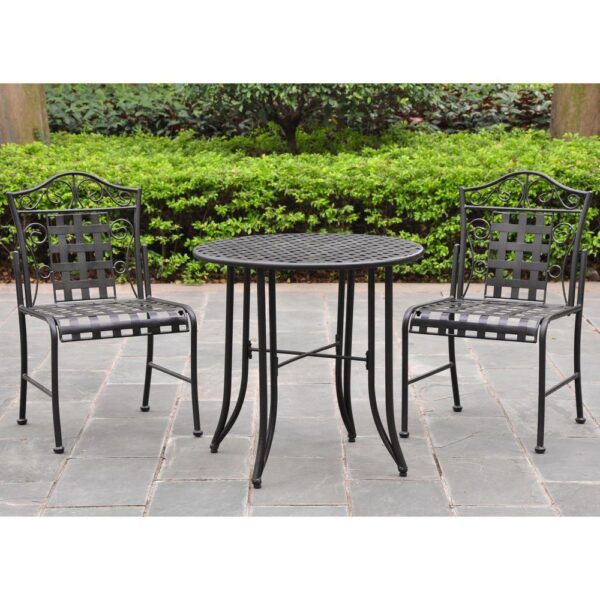 , Set of Three Mandalay Iron Bistro Set – Perfect for Outdoor Dining