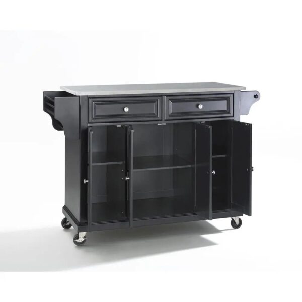 , Full Size Stainless Steel Top Kitchen Cart – Black | Mobile Storage and Style for Your Kitchen