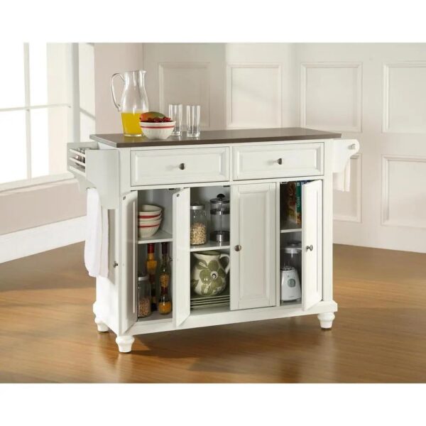 , Cambridge Stainless Steel Top Kitchen Island/Cart – White, Full Size