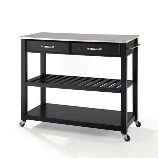 , Stainless Steel Top Kitchen Prep Cart – Black | Versatile, Stylish, and Functional