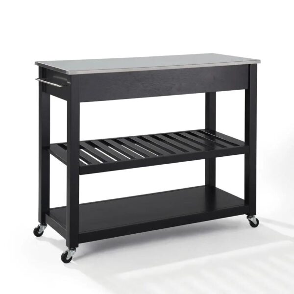 , Stainless Steel Top Kitchen Prep Cart – Black | Versatile, Stylish, and Functional