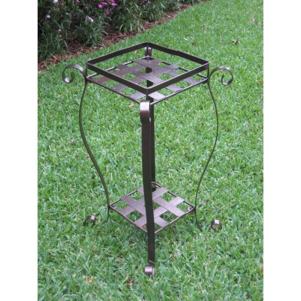, Elevate Your Plants with the Iron Square Plant Stand in Bronze Finish