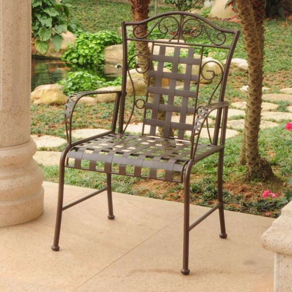 , Mandalay Iron Chairs, Brown – Set of Two | Stylish and Durable Outdoor Furniture