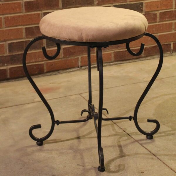 , Iron Vanity Stool with Cushion, Beige – Comfortable and Elegant Home Accent