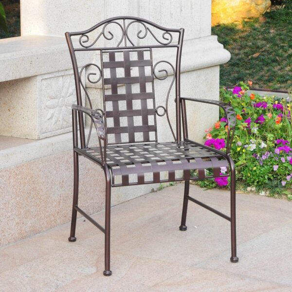 , Mandalay Iron Chairs, Bronze Finish – Set of 2 | Elegant Outdoor Seating