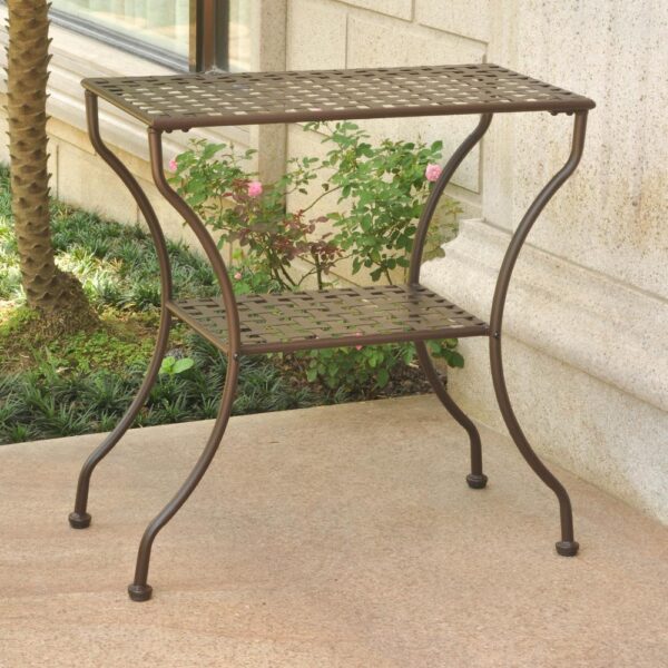 , Mandalay Iron Rectangular 2-Tier Table, Light Finish – Durable Construction, Stylish Design