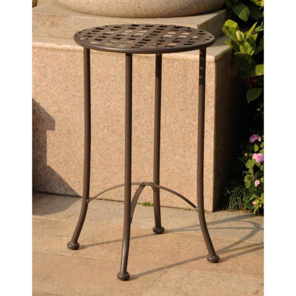 , Mandalay Iron Round Table, Brown – Stylish Outdoor Decor