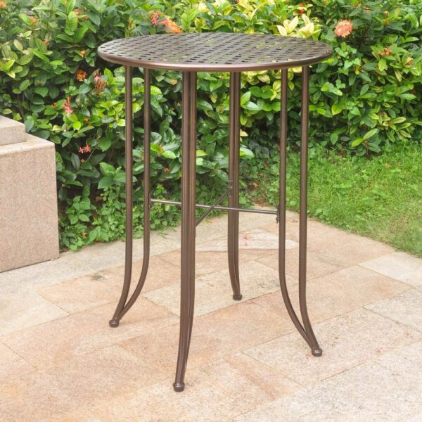 , Mandalay Iron Bar Height Round Table, Bronze Finish – Elegant Design, Durable Construction
