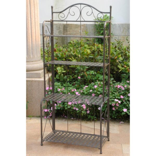 , Mandalay Iron Folding Baker Rack – Durable and Weather Resistant