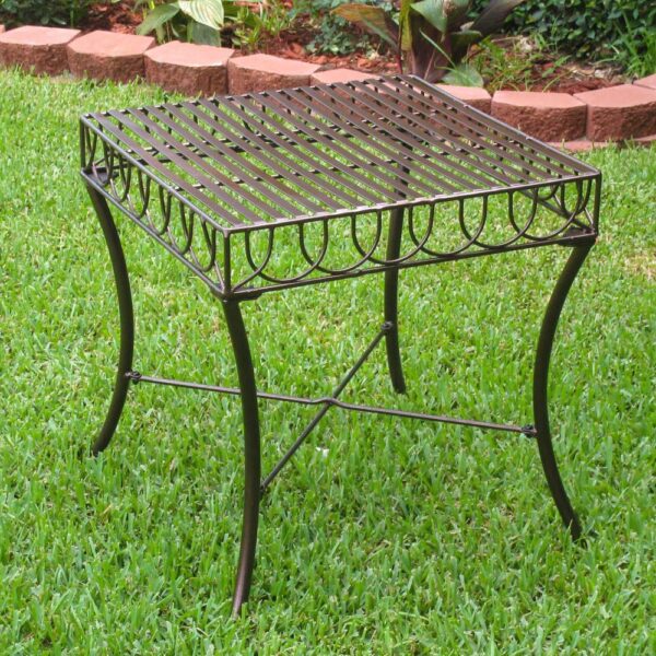 , Sun Ray Iron Side Table – Stylish Hammered Bronze Outdoor Furniture