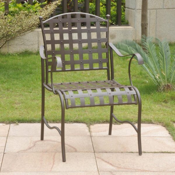 , Santa Fe Nailhead Iron Chairs – Set of Two | Outdoor Patio Furniture