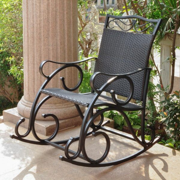, Wicker &amp; Steel Rocking Chair – Weather and UV Resistant