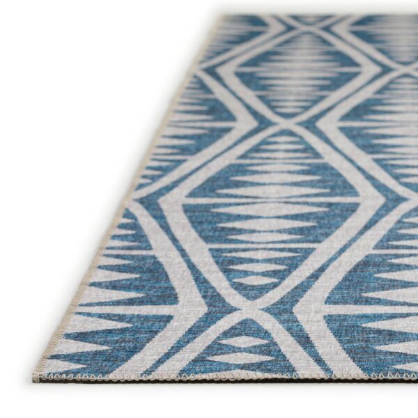 , Yuma Blue Southwestern Southwest 2’3″ x 7’6″ Runner Rug – Durable Polyester Chenille, Stain and Fade Resistant, Indoor and Outdoor Use