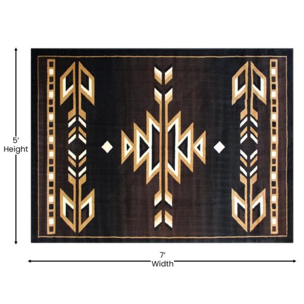 , Amado Collection Southwestern 5′ x 7′ Brown Area Rug – Olefin Accent Rug with Jute Backing