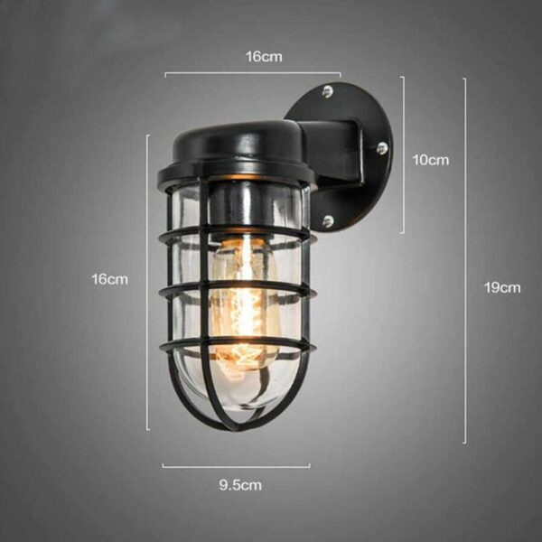 , Pair of Wall Lights Wall Sconce – Black Indoor Vintage Retro Antique Industrial Iron Cage