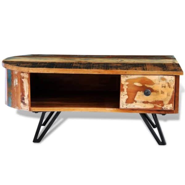 , Coffee Table with Iron Pin Legs – Solid Reclaimed Wood