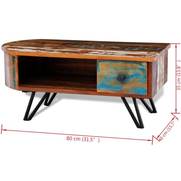 , Coffee Table with Iron Pin Legs – Solid Reclaimed Wood