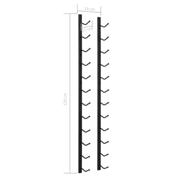 , Wall Mounted Wine Rack for 12 Bottles – Black Iron