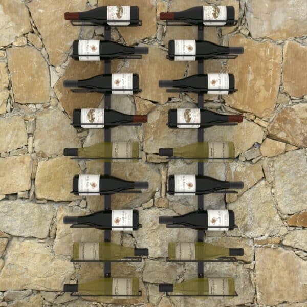 , Wall-mounted Wine Racks for 18 Bottles – Set of 2, Black Iron