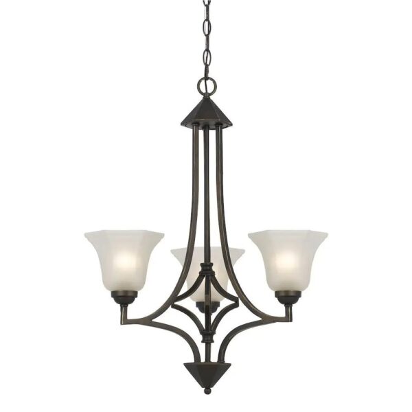 , 30.5″ Tall Iron and Glass Pendant in Dark Bronze Finish – Stylish Lighting Fixture for Any Space