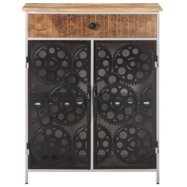 , Sideboard 23.6″x13.8″x29.5″ Rough Mango Wood &amp; Iron – Industrial Style Home Decor