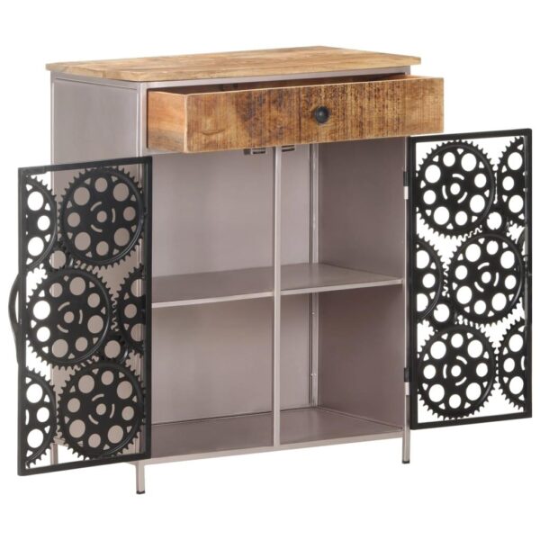 , Sideboard 23.6″x13.8″x29.5″ Rough Mango Wood &amp; Iron – Industrial Style Home Decor