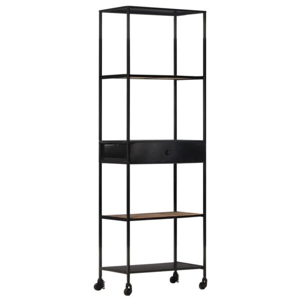 , Book Cabinet 23.6″x13.8″x70.9″ Rough Mango Wood &amp; Iron – Industrial Style, Durable, Ample Storage