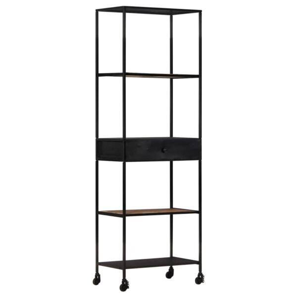 , Book Cabinet 23.6″x13.8″x70.9″ Rough Mango Wood &amp; Iron – Industrial Style, Durable, Ample Storage