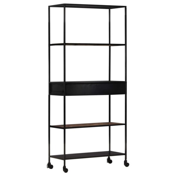 , Book Cabinet 31.5″x13.8″x70.9″ Rough Mango Wood &amp; Iron – Industrial Style Furniture