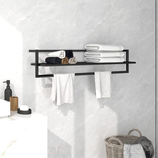 , Towel Rack Black 37.4″x9.8″x8.7″ Iron – Practical and Stylish Bathroom Storage