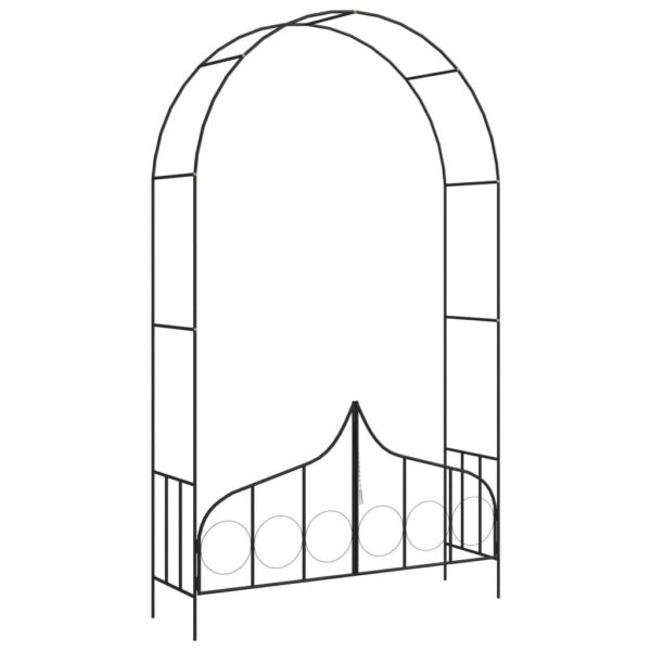, Garden Arch with Gate Black – Iron, Stable and Weather-Resistant