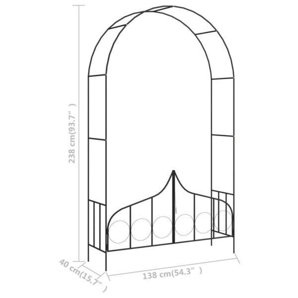 , Garden Arch with Gate Black – Iron, Stable and Weather-Resistant