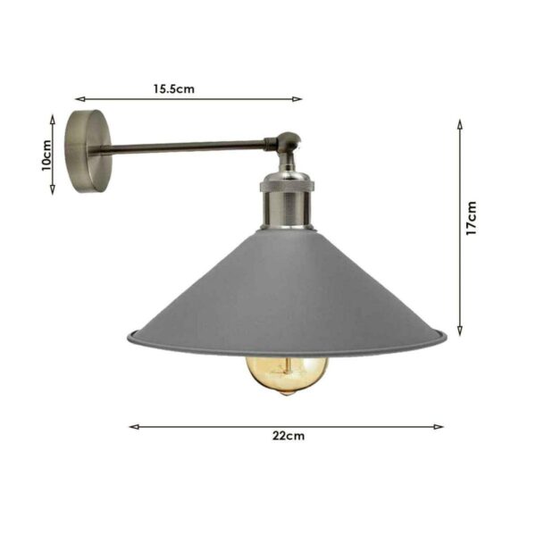 , E26 Vintage Industrial Grey Colour Wall Lamp Fittings Indoor Sconce Iron Metal Lamps