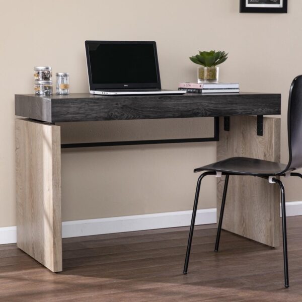 , Black Wood and Iron Writing Desk – Rustic Modern Style | Versatile Table for Study, Office, or Kitchen