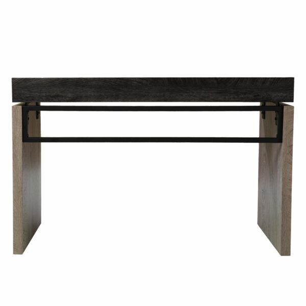 , Black Wood and Iron Writing Desk – Rustic Modern Style | Versatile Table for Study, Office, or Kitchen