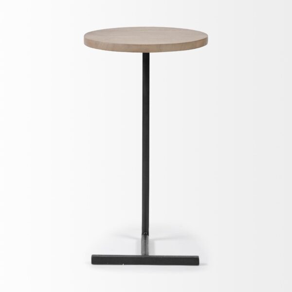 , Brown Wood Round Top Accent Table With Black Iron Base – Elegant and Functional Furniture for Your Home