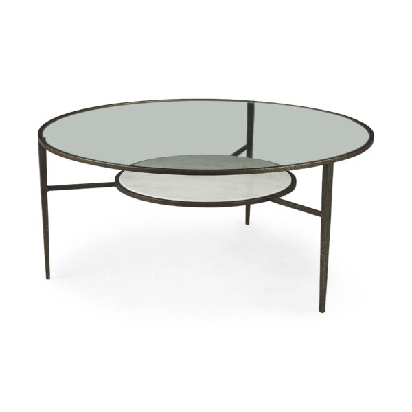 , Elevate Your Space with the Iron Glass and Marble Round Coffee Table