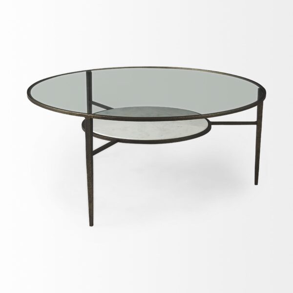 , Elevate Your Space with the Iron Glass and Marble Round Coffee Table