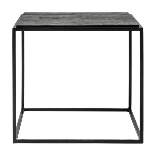 , Set of Three Black and Brown Reclaimed Wood and Iron Nested Coffee Tables