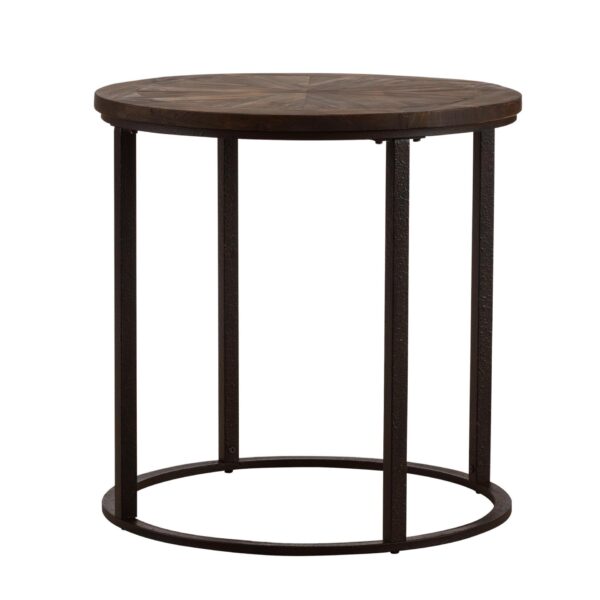 , 24″ Natural Wood Solid Wood and Iron Round End Table – High Quality Accent or Side Table
