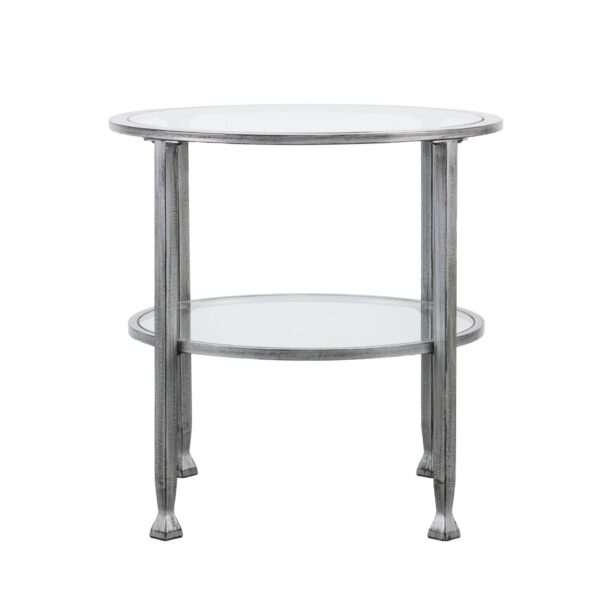 , 24″ Silver Glass And Iron Round End Table – Stylish Addition to Your Room