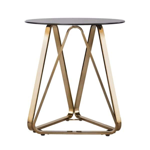 , 24″ Champagne Glass and Iron Round End Table – Elegant and Functional